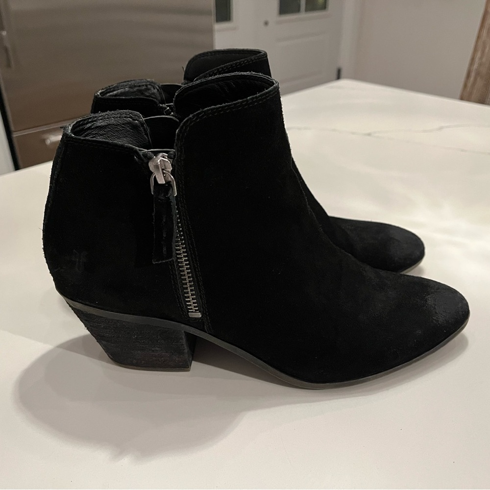Frye Ankle Zip Suede Booties